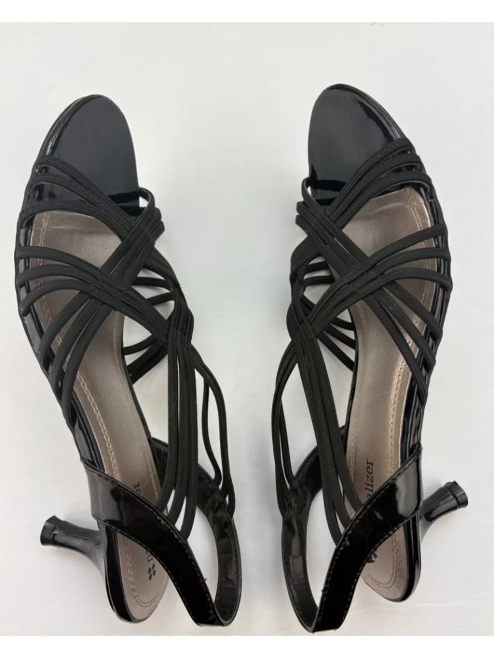 Naturalizer Black Patent Strappy Slingback Kitten Heels Sandal Size 9.5 M - Picture 8 of 10